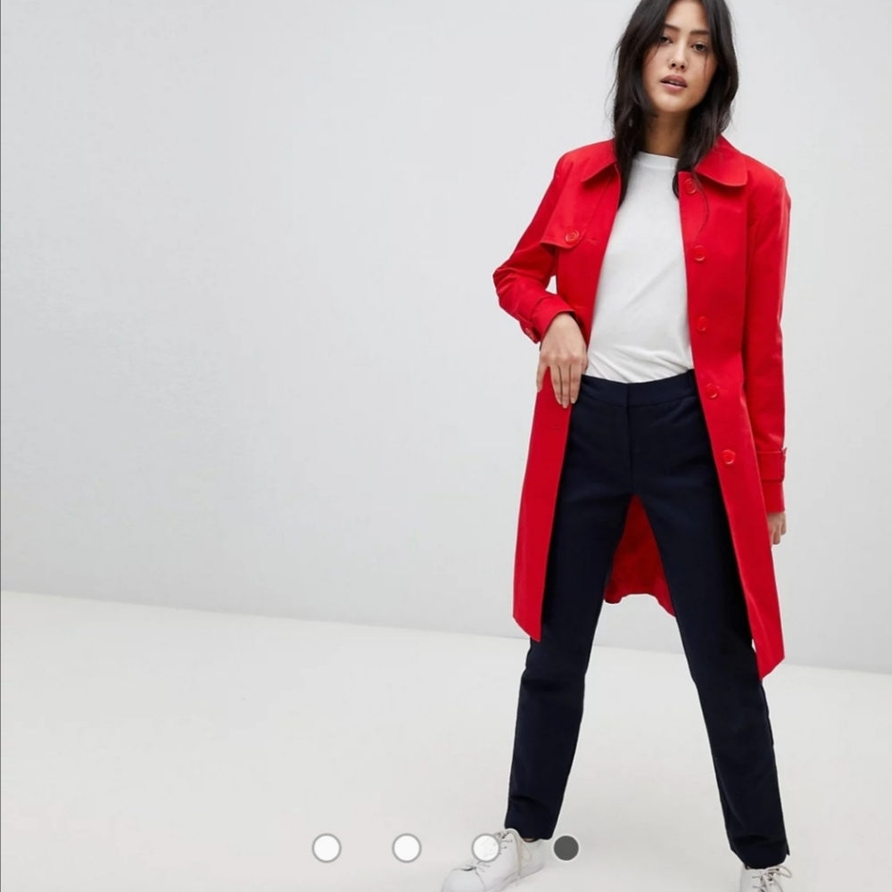 Red Straight cut trench coat